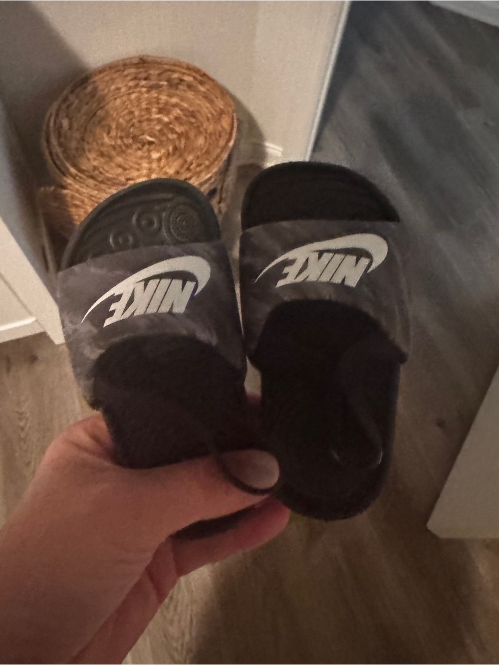 Nike Black Kids' Slide Sandals with White Logo